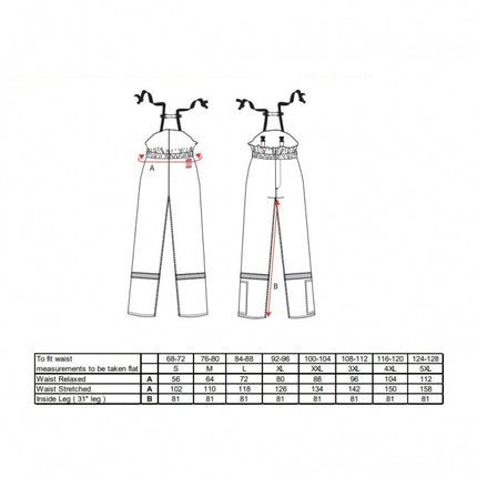 Pantaloni salopeta cu pieptar vatuiti de iarna ignifugi Portwest FR58, antistatici, reflectorizanti, 99% bumbac, 1% fibra de carbon, 350g