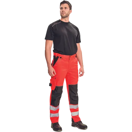 Pantaloni de lucru cu benzi reflecorizante Cerva KNOXFIELD HV FL, 80% poliester, 20% bumbac, 290 gr/mp