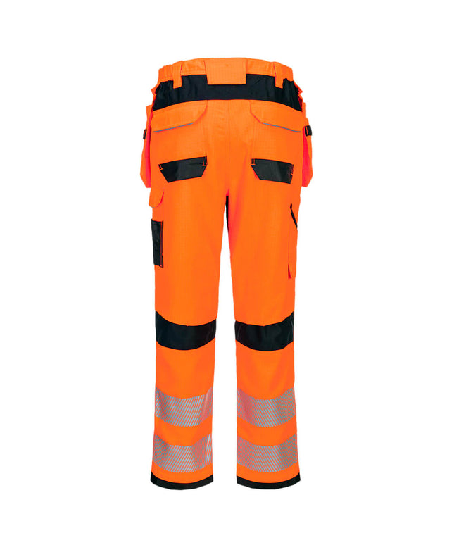 Pantaloni de lucru cu benzi reflectorizante Portwest PW3 FR Modaflame HVO, 61% modacrilic, 18% viscoza, 15% poliester, 5% aramid, 1% fibra carbon, 300 gr/mp