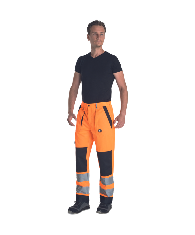 Pantaloni de lucru in talie cu benzi reflectorizante Cerva MAX NEO HV, 65% poliester, 35% bumbac, 250 gr/mp
