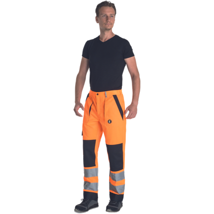 Pantaloni de lucru in talie cu benzi reflectorizante Cerva MAX NEO HV, 65% poliester, 35% bumbac, 250 gr/mp