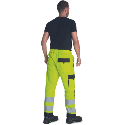 Pantaloni de lucru in talie cu benzi reflectorizante Cerva MAX NEO HV, 65% poliester, 35% bumbac, 250 gr/mp