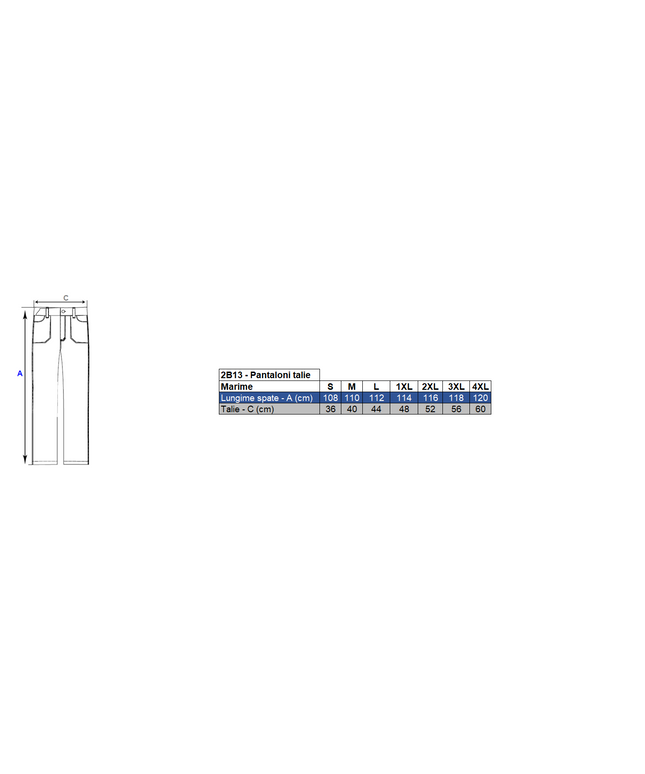 Pantaloni de lucru in talie Renania EDUARD, tercot 65/35, 270gr/mp, tesatura canvas
