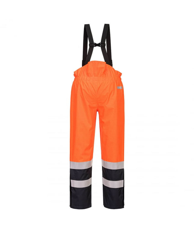Pantaloni salopeta cu pieptar reflectorizanti impermeabili Portwest BIZFLAME HIVIS S782, ignifugi, protectie multipla, 98% poliester, 2% fibra de carbon, 250g