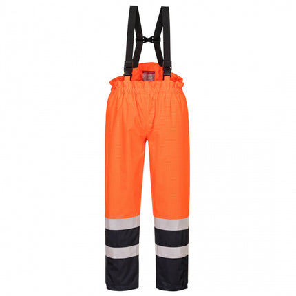 Pantaloni salopeta cu pieptar reflectorizanti impermeabili Portwest BIZFLAME HIVIS S782, ignifugi, protectie multipla, 98% poliester, 2% fibra de carbon, 250g