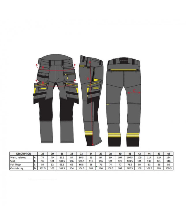 Pantaloni de lucru in talie Portwest HOLSTER DX440 DX3, cu benzi reflectorizante, 93% poliester, 7% elastan, 270g