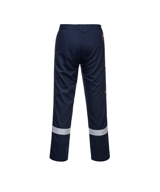Pantaloni ignifugati de sudura cu benzi reflectorizante Portwest BZ14 BIZWELD IONA, 100% bumbac, 330 gr/mp