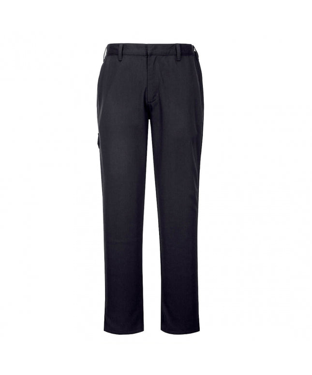 Pantaloni ignifugati de sudura Portwest FR64, 43% bumbac, 30% viscoza, 20% acrilic, 6% para aramida, 1% fibra de carbon, 360 gr/mp