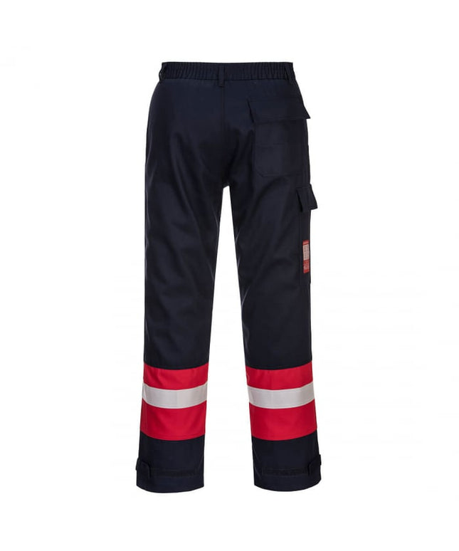Pantaloni ignifugi cu benzi reflectorizante Portwest FR56 BIZFLAME, 99% bumbac, 1% fibra de carbon, 350 gr/mp