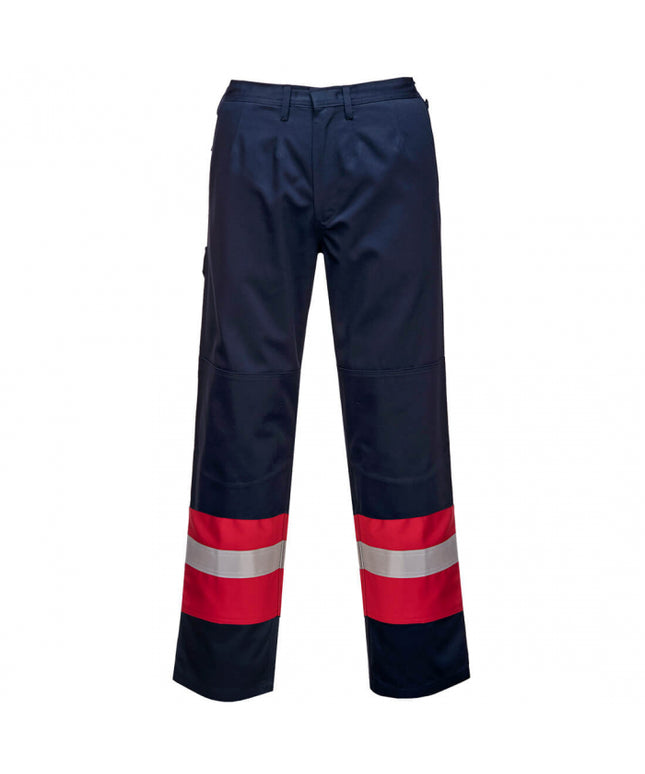 Pantaloni ignifugi cu benzi reflectorizante Portwest FR56 BIZFLAME, 99% bumbac, 1% fibra de carbon, 350 gr/mp