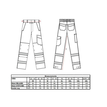 Pantaloni ignifugi cu benzi reflectorizante Portwest MODAFLAME MV26, 60% modacrilic, 39% bumbac, 1% fibre Carbon, 280g