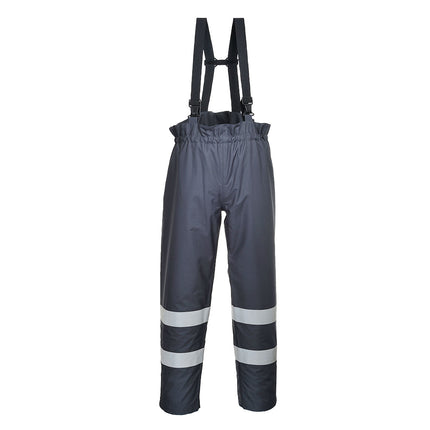 Pantaloni cu pieptar ignifugi reflectorizanti Portwest BIZFLAME RAIN S771, protectie multipla, 98% poliester, 2% fibra de carbon, 250g