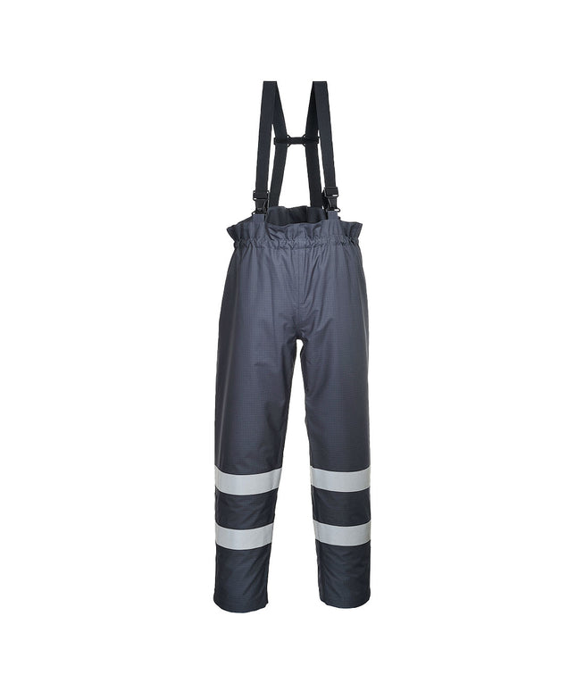 Pantaloni cu pieptar ignifugi reflectorizanti Portwest BIZFLAME RAIN S771, protectie multipla, 98% poliester, 2% fibra de carbon, 250g