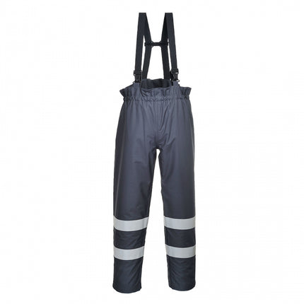 Pantaloni cu pieptar ignifugi reflectorizanti Portwest BIZFLAME RAIN S771, protectie multipla, 98% poliester, 2% fibra de carbon, 250g