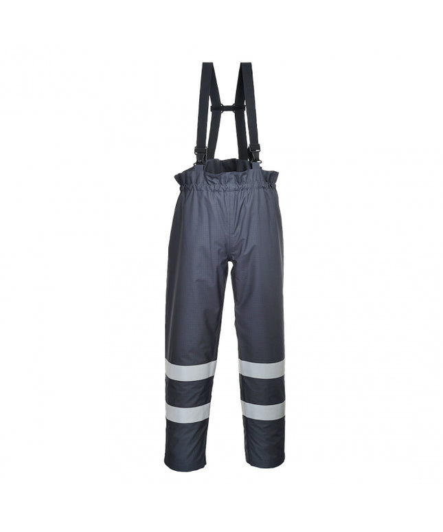 Pantaloni cu pieptar ignifugi reflectorizanti Portwest BIZFLAME RAIN S771, protectie multipla, 98% poliester, 2% fibra de carbon, 250g