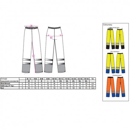 Pantaloni impermeabili reflectorizanti Portwest CONTRAST H444, 100% poliester, 200 gr/mp