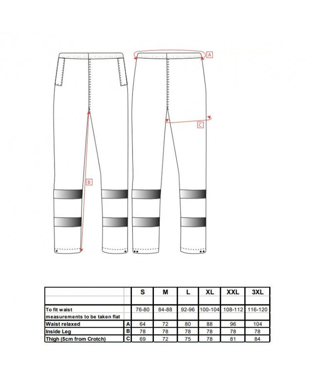 Pantaloni in talie impermeabili Portwest IONA F441, cu benzi reflectorizante, 100% poliester, 210g