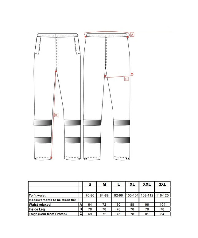 Pantaloni in talie impermeabili Portwest IONA F441, cu benzi reflectorizante, 100% poliester, 210g