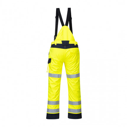 Pantaloni salopeta cu pieptar reflectorizanti Portwest MODAFLAME RAIN MULTI-NORM ARC MV71, ignifugi, antistatici, 98% poliester, 2% fibra de carbon, 350g