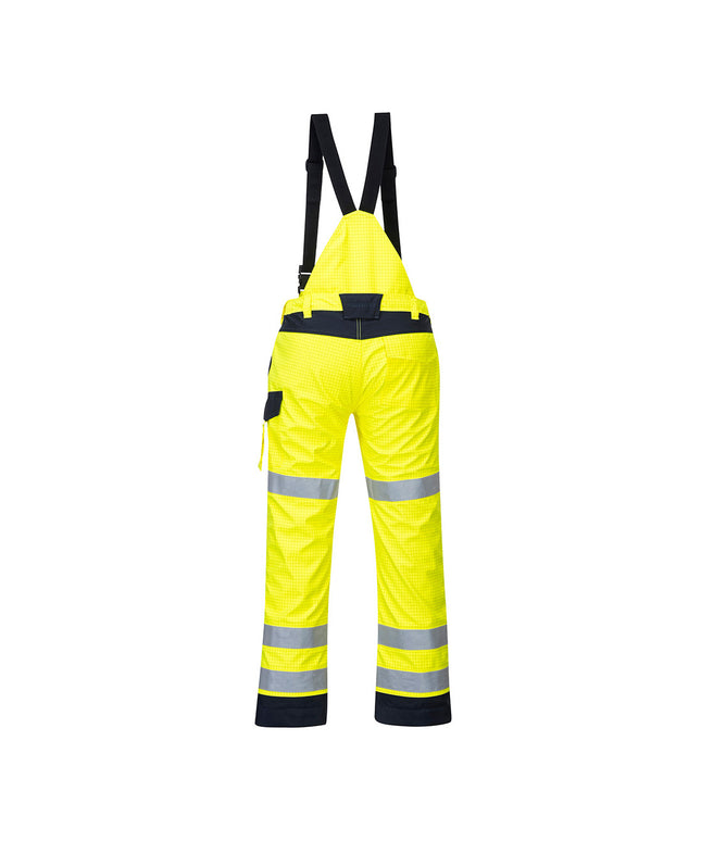 Pantaloni salopeta cu pieptar reflectorizanti Portwest MODAFLAME RAIN MULTI-NORM ARC MV71, ignifugi, antistatici, 98% poliester, 2% fibra de carbon, 350g