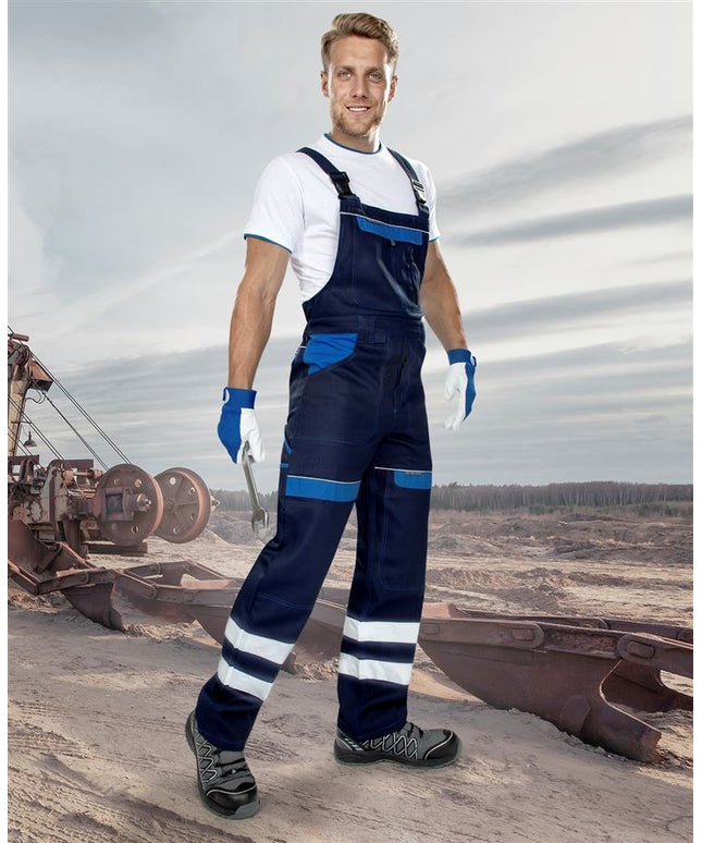 Pantaloni salopeta cu pieptar cu benzi reflectorizante Ardon COOL TREND REFLEX, 100% bumbac, 260 gr/mp