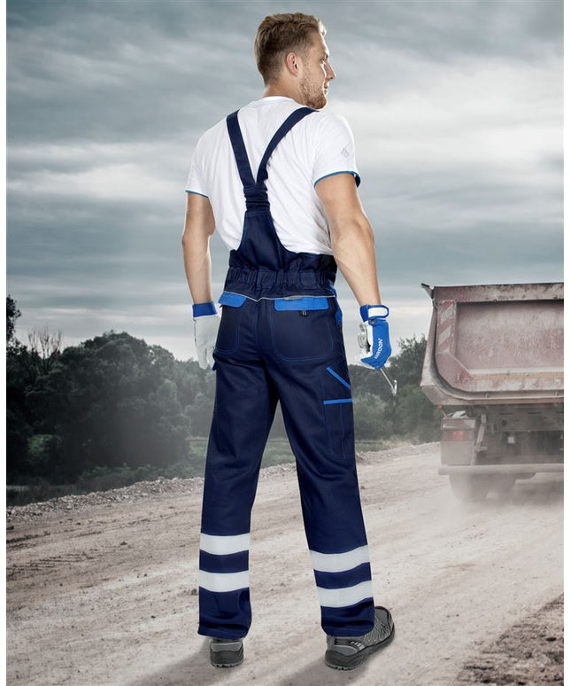 Pantaloni salopeta cu pieptar cu benzi reflectorizante Ardon COOL TREND REFLEX, 100% bumbac, 260 gr/mp