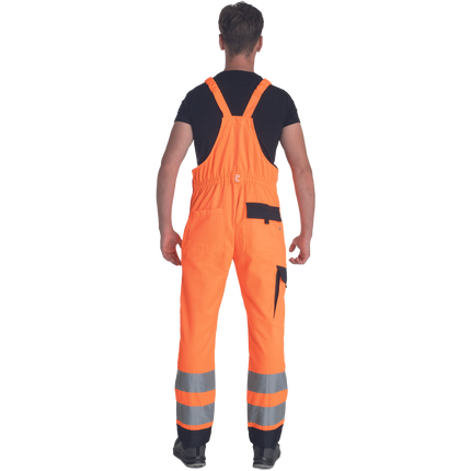 Pantaloni pieptar cu benzi reflectorizante Cerva MAX NEO HV, tercot 65/35, 250 gr/mp