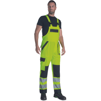 Pantaloni pieptar cu benzi reflectorizante Cerva MAX NEO HV, tercot 65/35, 250 gr/mp