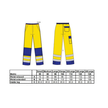 Pantaloni reflectorizanti ignifugi Portwest MULTI-NORM FR62 , 99% bumbac, 1% fibra de carbon, 345g