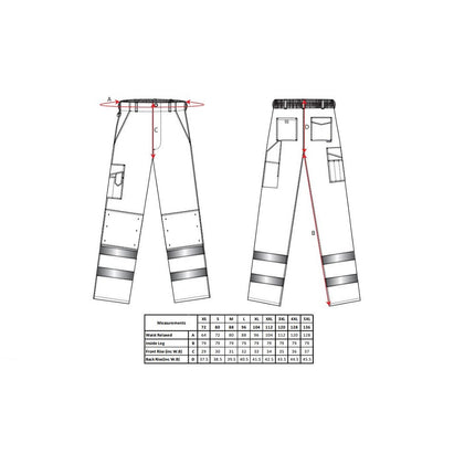 Pantaloni reflectorizanti Portwest COMBAT E046, 65% poliester, 35% bumbac, 245 gr/mp