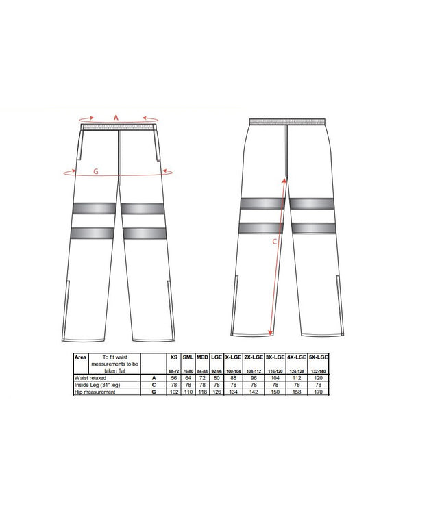 Pantaloni reflectorizanti Portwest HIVIS RT61, 100% poliester, 190 gr/mp