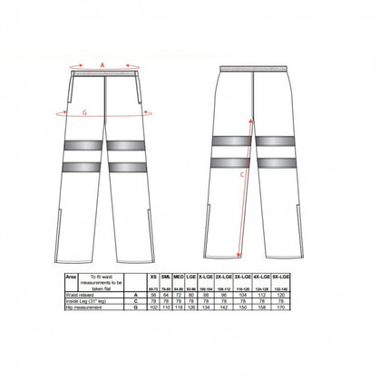 Pantaloni reflectorizanti Portwest HIVIS RT61, 100% poliester, 190 gr/mp