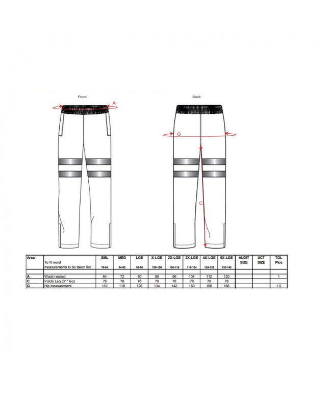 Pantaloni reflectorizanti Portwest TRAFFIC RT31, 100% poliester, 190 gr/mp