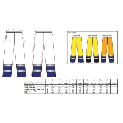 Pantaloni reflectorizanti Portwest TRAFFIC S486, bicolori, 100% poliester, 190 gr/mp