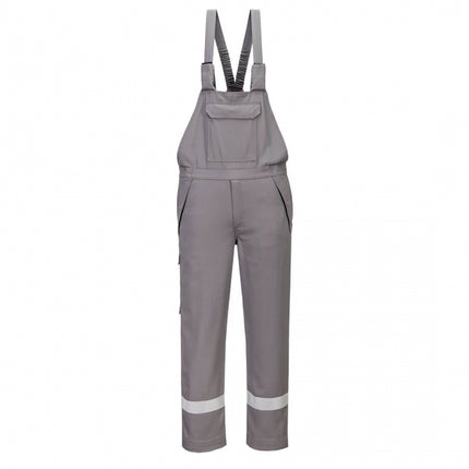 Pantaloni salopeta cu pieptar Portwest FR418 Chemical Resistant, 99% bumbac, 1% fibra de carbon, 280 gr/mp