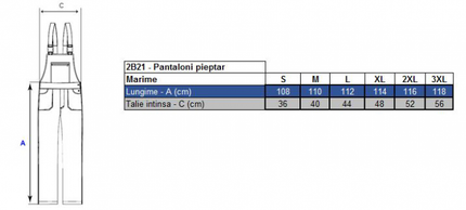 Costum salopeta cu pieptar Renania ANDURA, tercot 65/35, 235gr/mp
