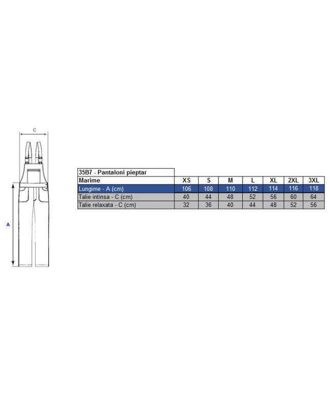 Costum salopeta cu pieptar Renania COLORADO, 100% bumbac, 280gr/mp