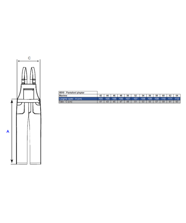 Costum salopeta cu pieptar Renania SAMOA, tercot 65/35, 235gr/mp