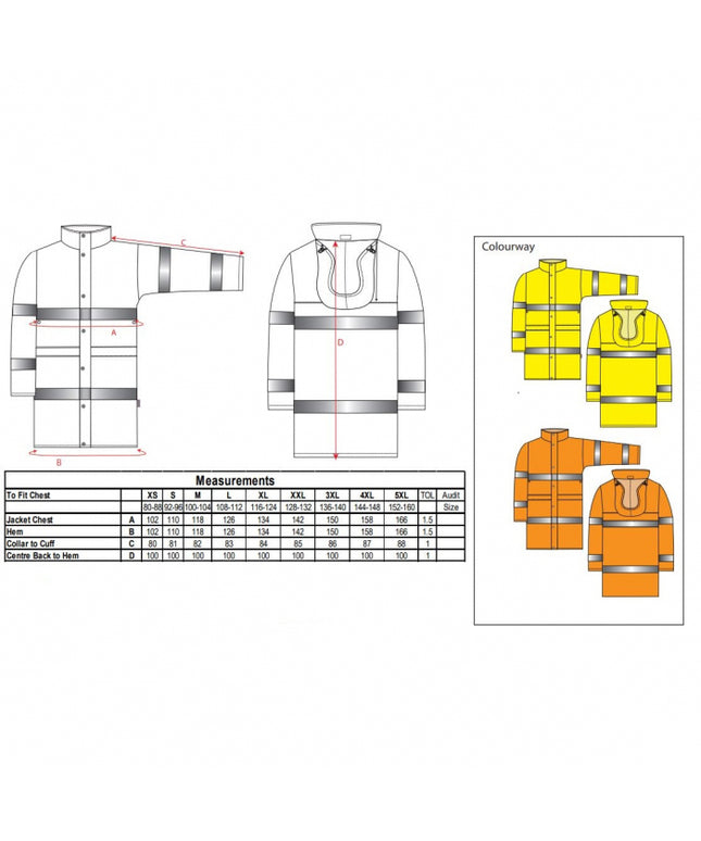Pelerina de ploaie reflectorizanta Portwest H442, 100 cm, 100% poliester, 200 gr/mp
