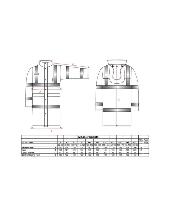 Pelerina de ploaie reflectorizanta Portwest H445, 122 cm, 100% poliester, 200 gr/mp