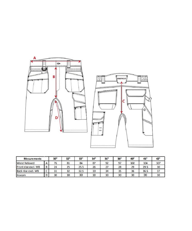 Pantaloni scurti reflectorizanti Portwest PW343 PW3 HOLSTER, 65% poliester, 35% bumbac, 300g