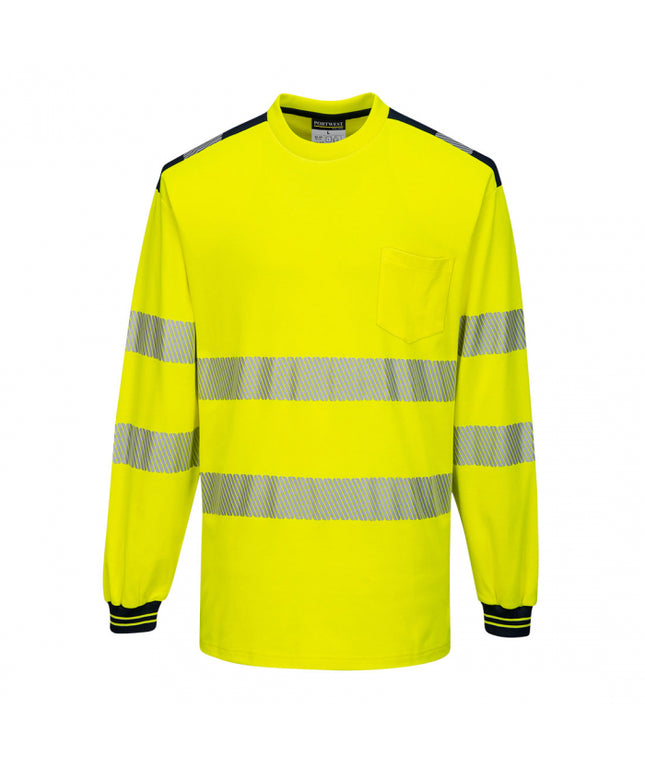 Tricou clasic cu maneca lunga reflectorizanta Portwest T185 PW3 55% bumbac, 45% poliester, 175g