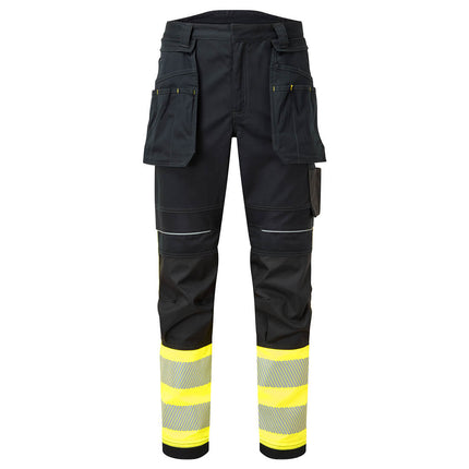 Pantaloni de lucru cu benzi reflectorizante Portwest Class 1 HOLSTER, 60% modacrilic, 39% bumbac, 1% fibra carbon, 280 gr/mp