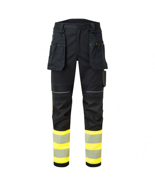 Pantaloni de lucru cu benzi reflectorizante Portwest Class 1 HOLSTER, 60% modacrilic, 39% bumbac, 1% fibra carbon, 280 gr/mp
