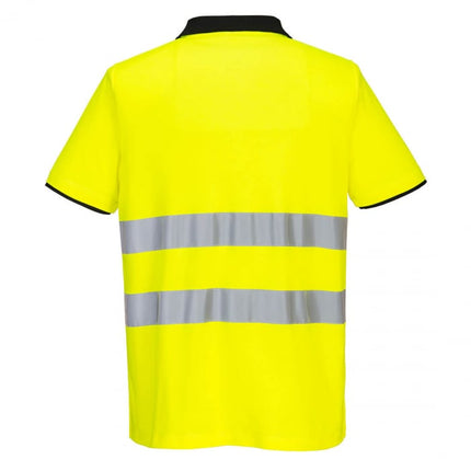 Tricou polo reflectorizant Portwest PW3 HIVIS S/S PW212, 55% bumbac, 45% poliester, 144 gr/mp