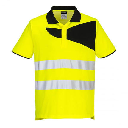 Tricou polo reflectorizant Portwest PW3 HIVIS S/S PW212, 55% bumbac, 45% poliester, 144 gr/mp