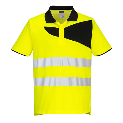 Tricou polo reflectorizant Portwest PW3 HIVIS S/S PW212, 55% bumbac, 45% poliester, 144 gr/mp