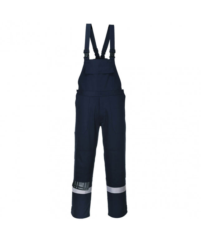 Pantaloni salopeta cu pieptar ignifugi Portwest BIZFLAME PLUS FR27, 99% bumbac, 1% fibra de carbon, 350g
