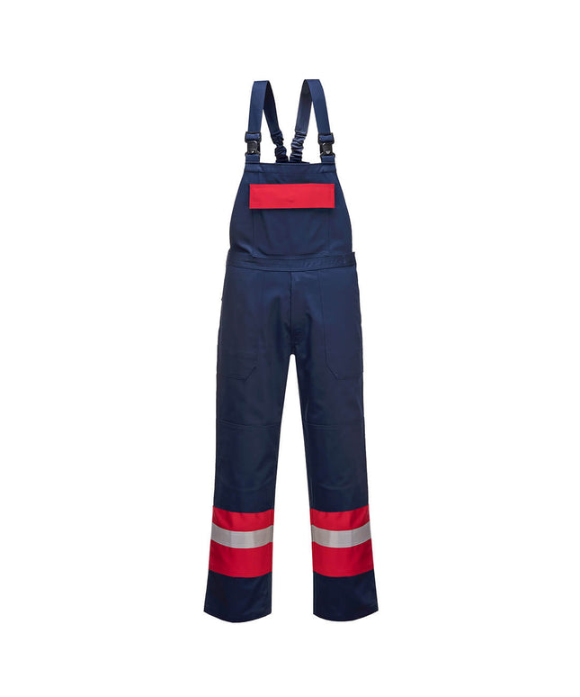Pantaloni salopeta cu pieptar ignifugi Portwest BIZFLAME PLUS FR57, 99% bumbac, 1% fibra de carbon, 350g