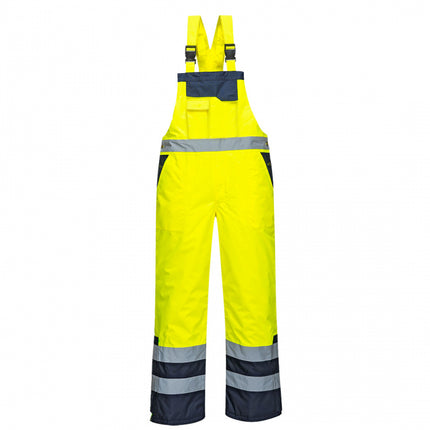 Pantaloni salopeta cu pieptar reflectorizanta Portwest CONTRAST S489, captusit, 100% poliester, 190 gr/mp